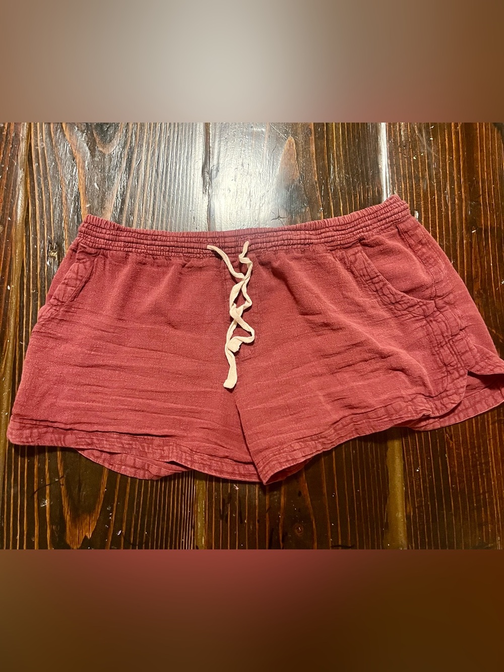 Ripcurl Linen drawstring red shorts
